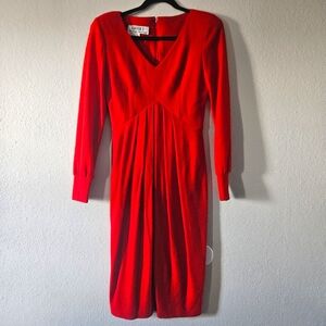 VTG NEIMAN MARCUS CHETTA B PETER NOVIELLO SHERRIE BLOOM RED Long Sleeve Dress 4